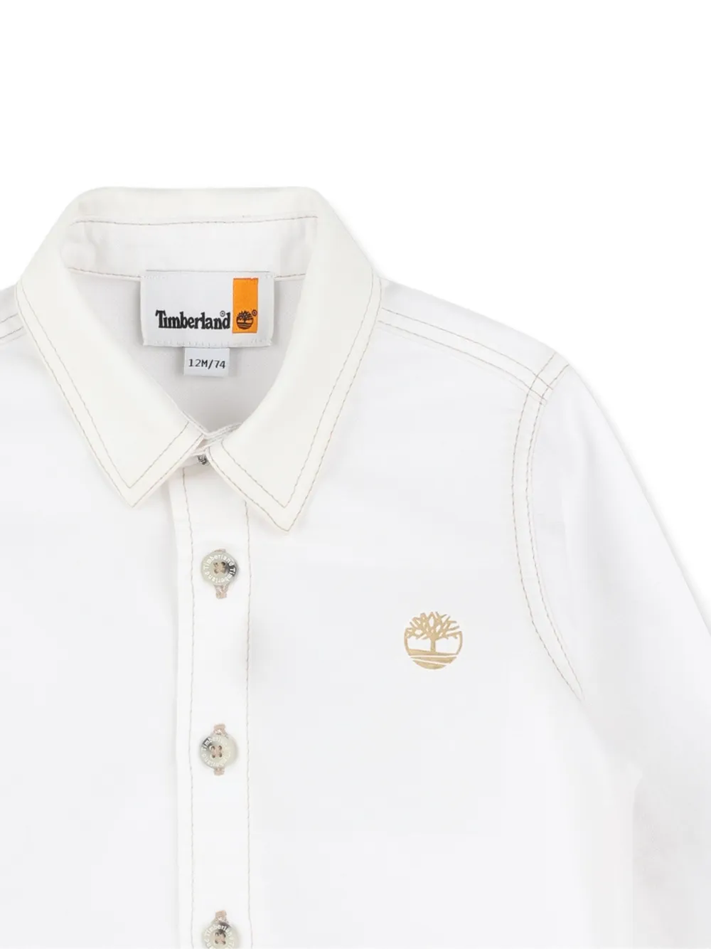 Timberland Kids Shirt met knoopsluiting en logo Wit