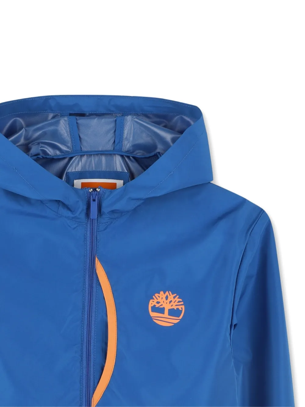 Timberland Kids Regenjack met capuchon en logodetail Blauw