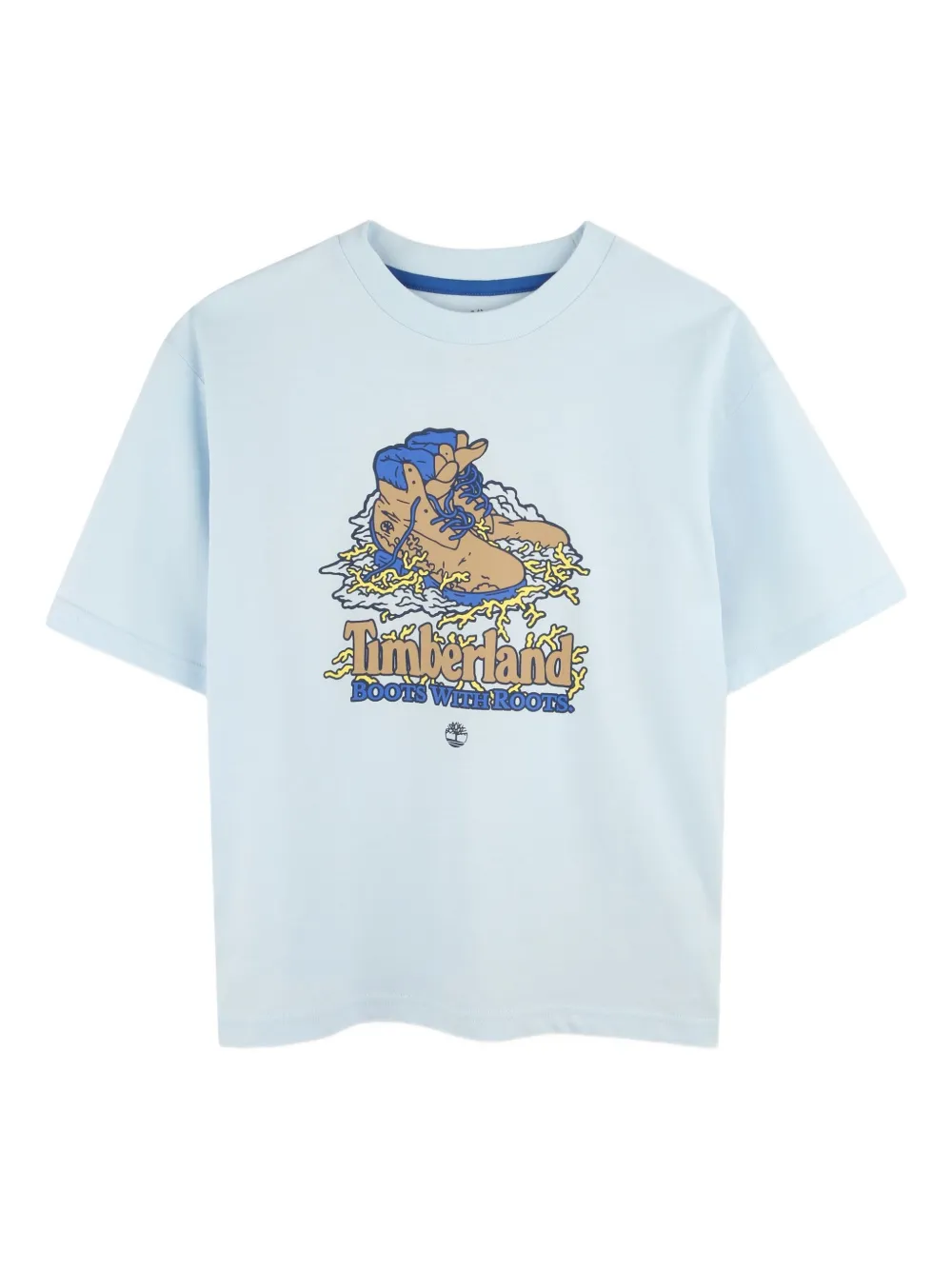 Timberland Boot-graphic Cotton T-shirt In Blue
