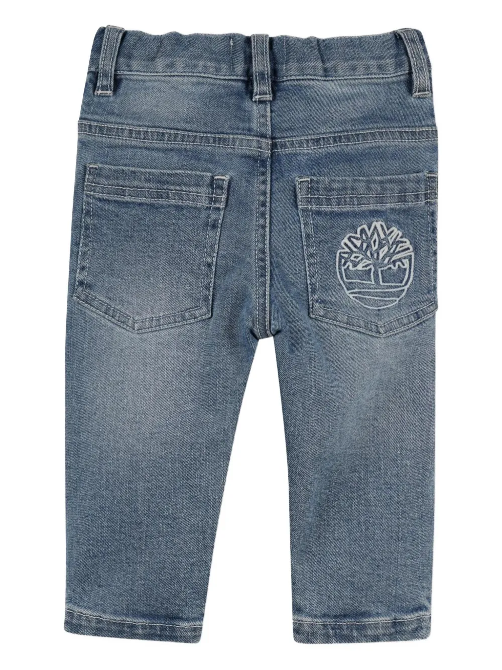 Timberland Embroidered-logo Denim Trousers In Blue