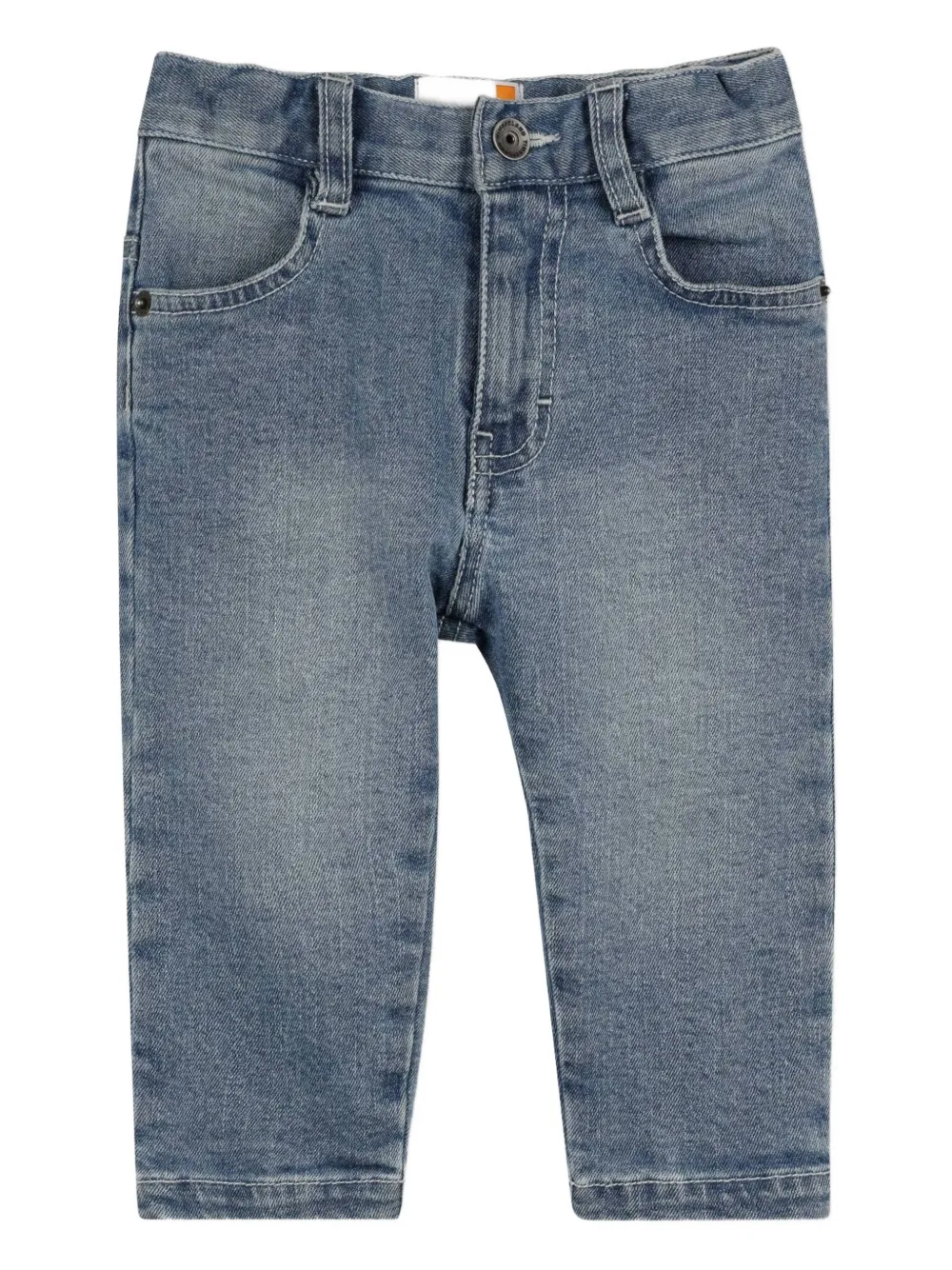 Timberland Embroidered-logo Denim Trousers In Blue