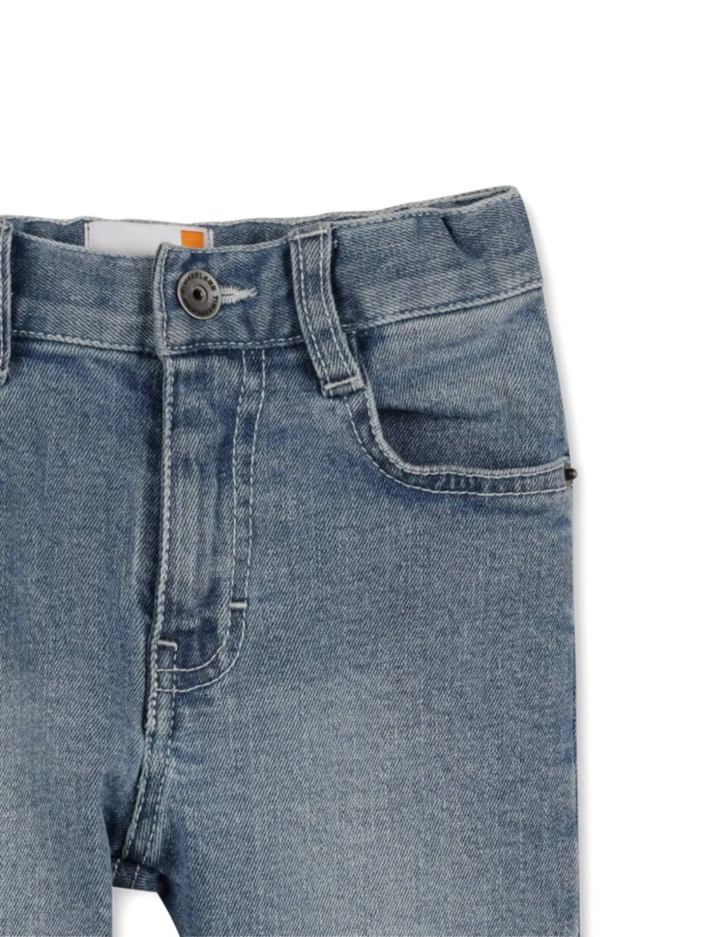 Timberland Embroidered-logo Denim Trousers In Blue