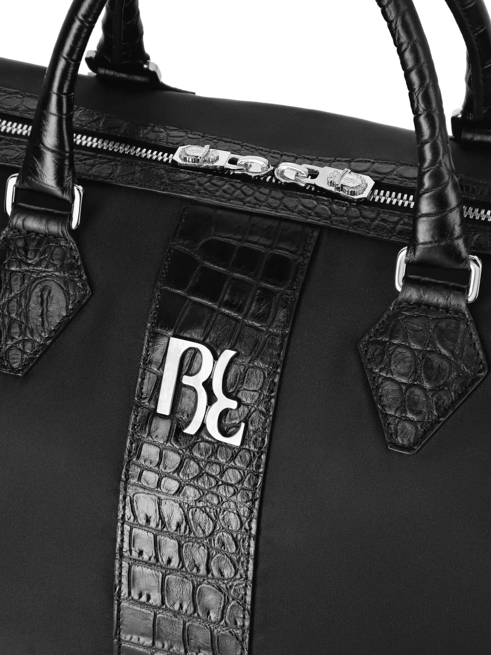 Billionaire Nylon reistas met krokodillen-reliëf Zwart