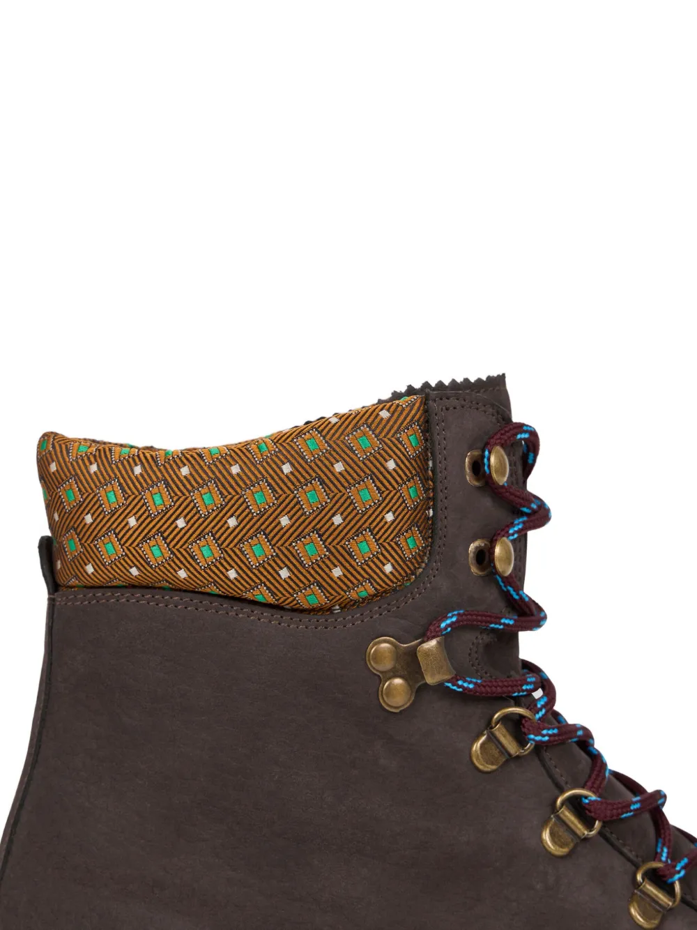 ETRO patterned-collar lace-up boots Brown