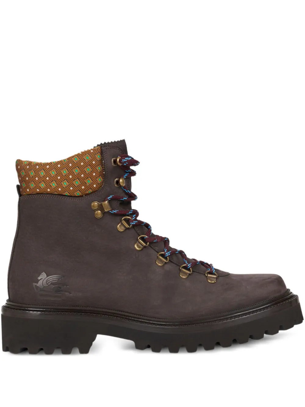ETRO patterned-collar lace-up boots | Brown | Image 1