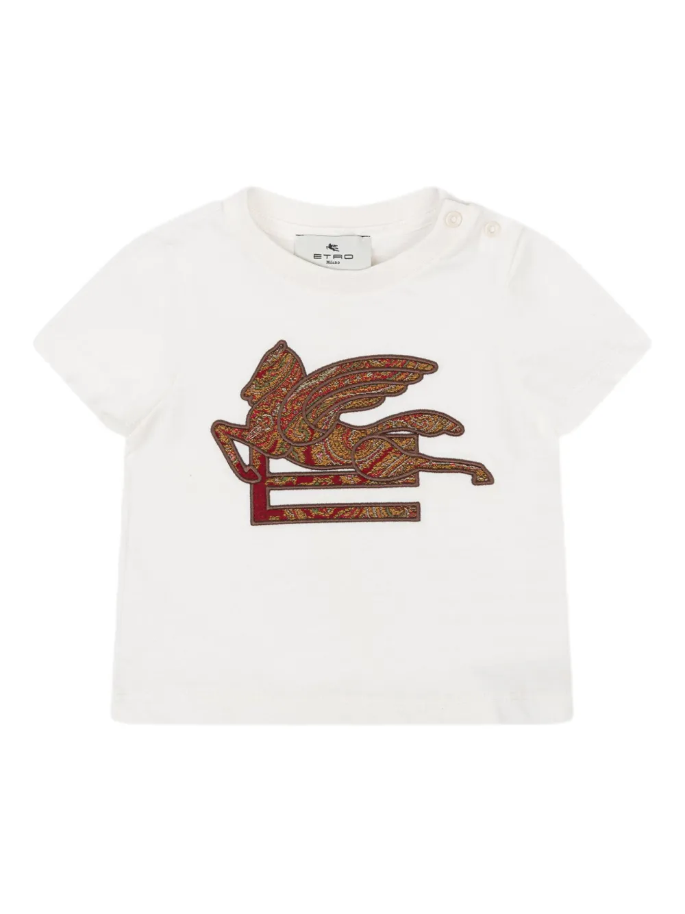 ETRO KIDS Pegasus T-shirt verfraaid met paisley Wit