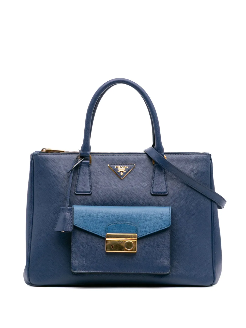 Prada Pre-Owned 2010-2025 Saffiano Lux Galleria Double Zip Front Pocket satchel | Blue | Image 1