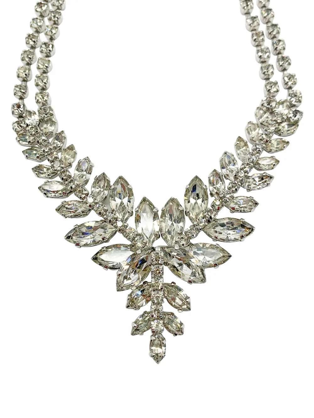 Pre-owned Jennifer Gibson Jewellery 1950s Crystal Necklace In Silver