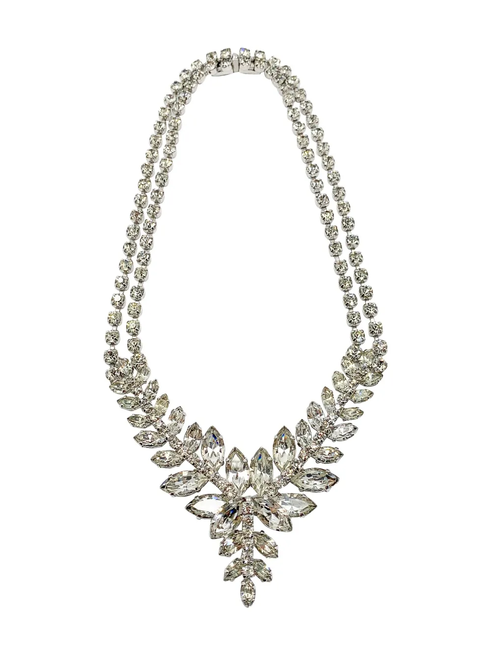 Pre-owned Jennifer Gibson Jewellery 1950s Crystal Necklace In Silver
