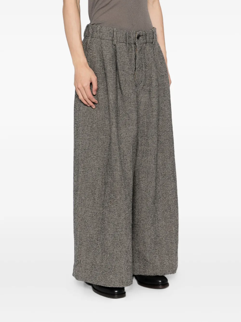 Uma Wang Broek met pied-de-poule print Zwart