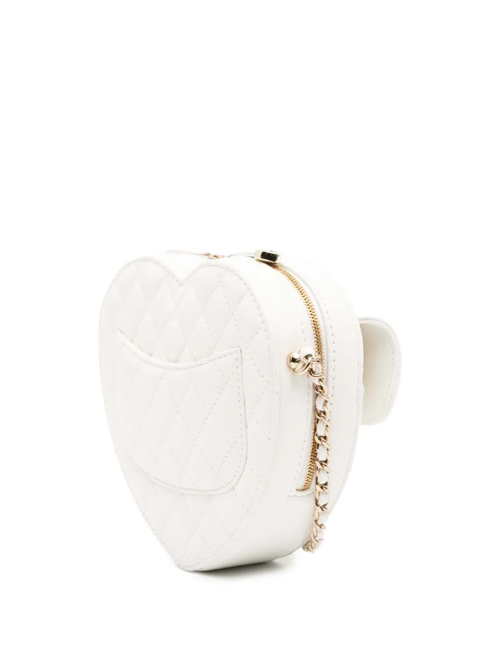 Pre-owned Chanel 2021-2025 Lambskin Cc In Love Heart Crossbody Bag In White