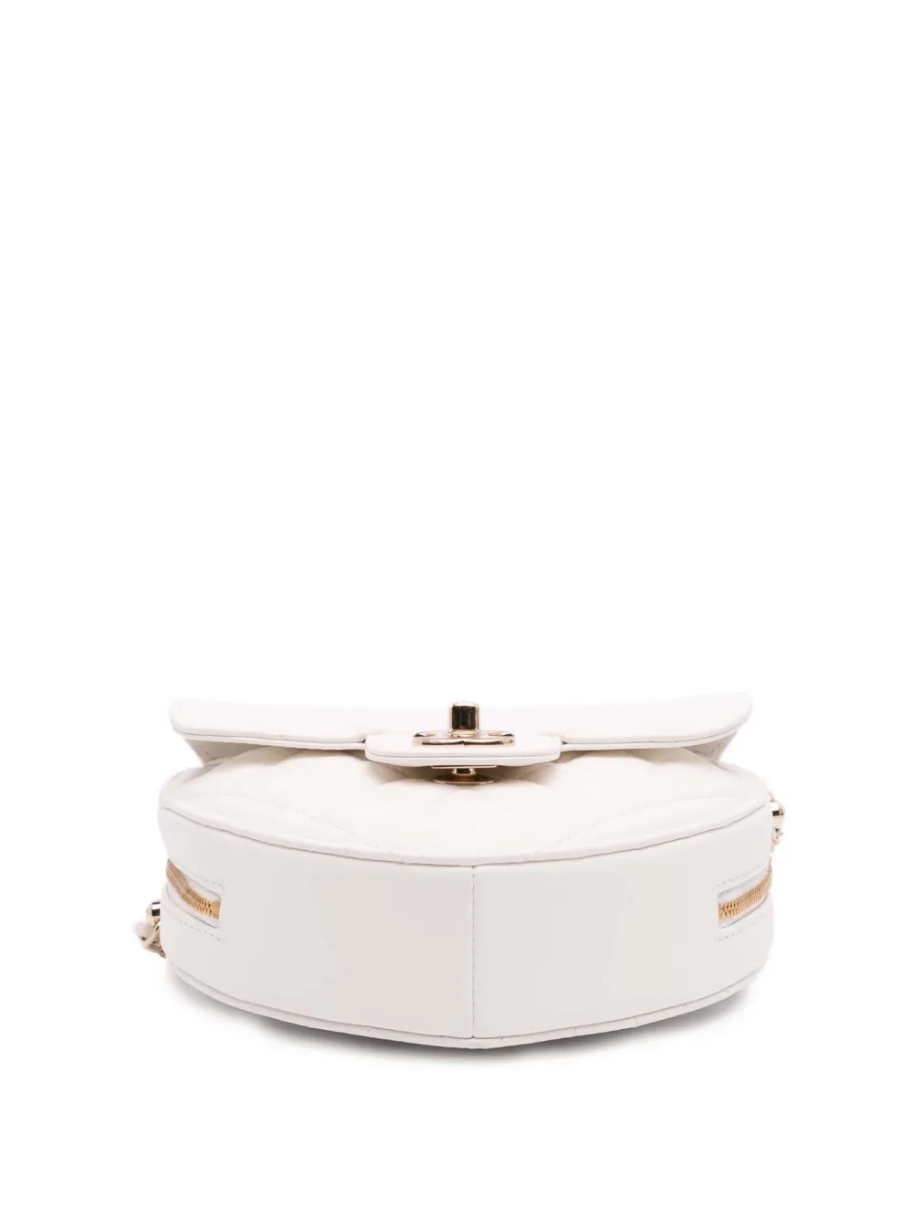 Pre-owned Chanel 2021-2025 Lambskin Cc In Love Heart Crossbody Bag In White