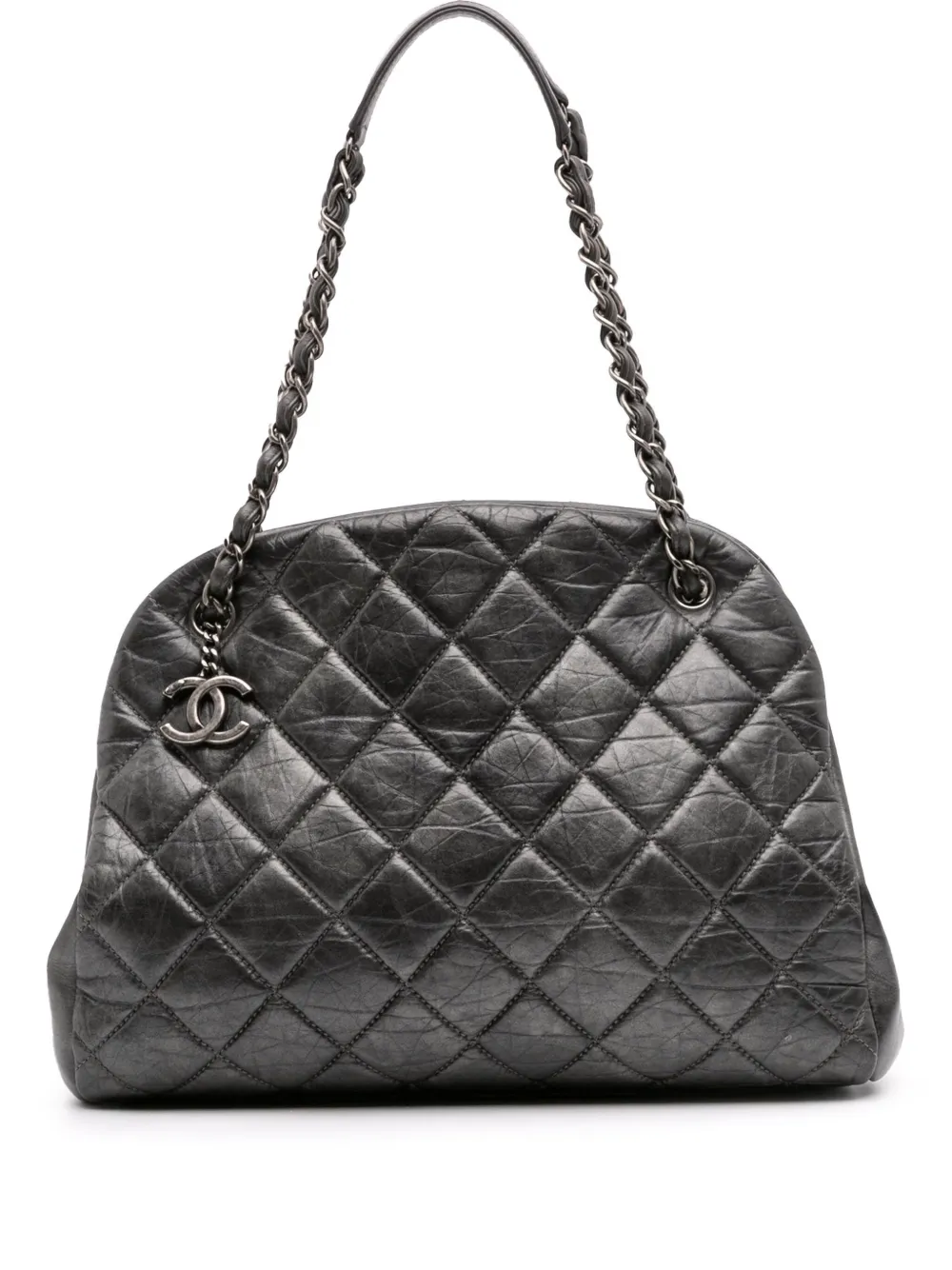 CHANEL Pre-Owned 2012 Large Aged Calfskin Just Mademoiselle Bowling Bag tote bag | Grey | Image 1