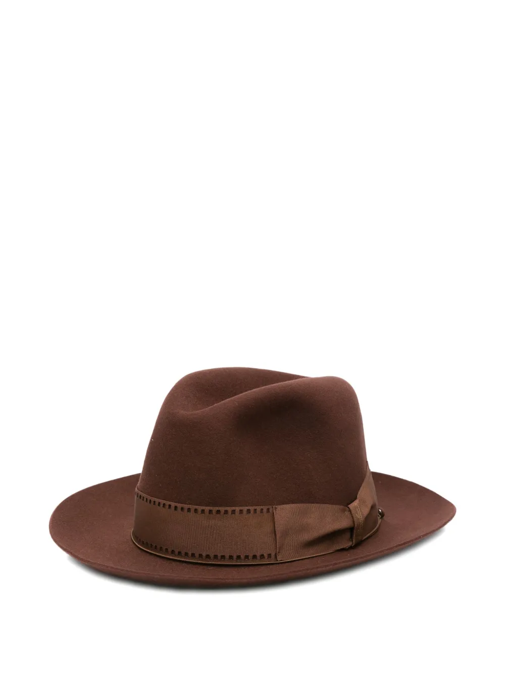 Borsalino Hut stitched-ribbon fedora hat | Brown | Image 1