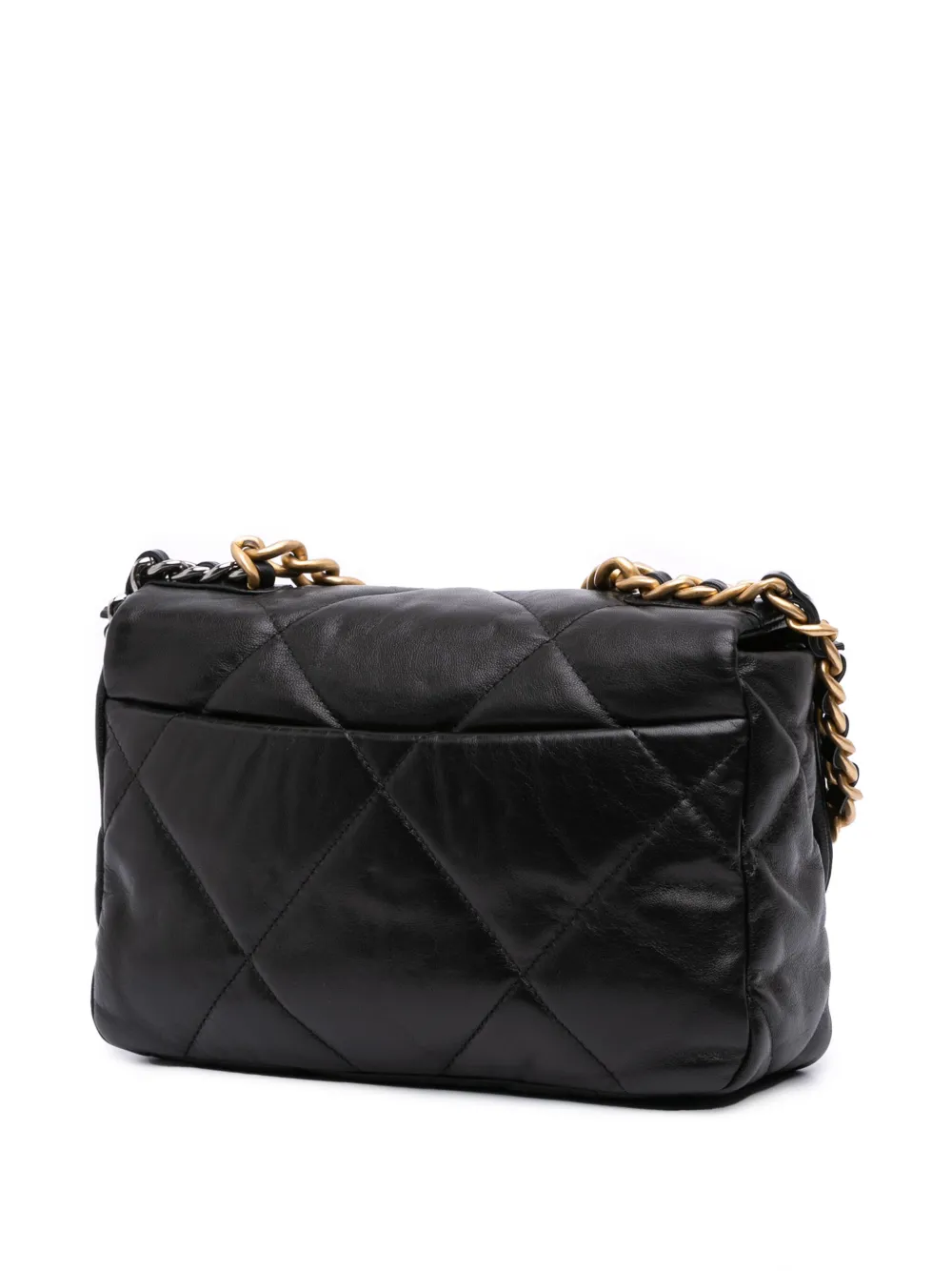 Pre-owned Chanel 2020 Medium Lambskin 19 Flap Satchel In Black
