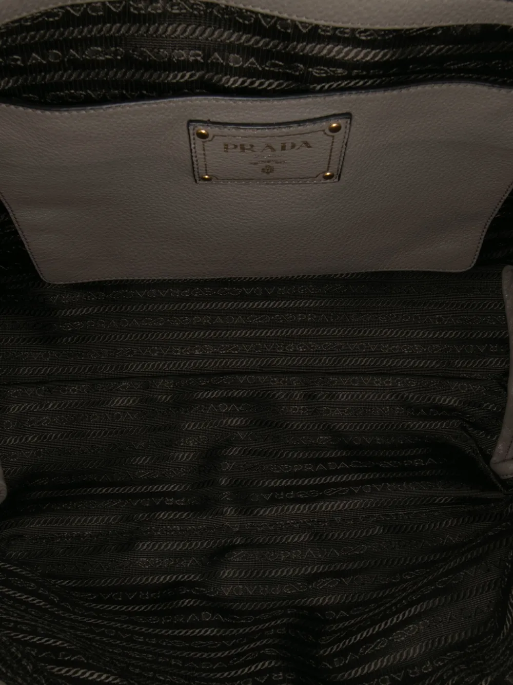 Pre-owned Prada 2000-2025 Vitello Daino Open Convertible Tote Satchel In Gray