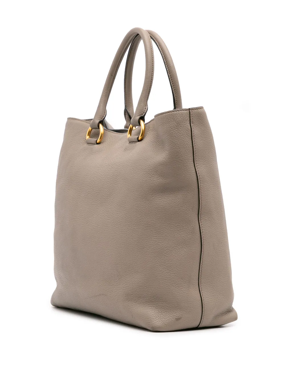 Pre-owned Prada 2000-2025 Vitello Daino Open Convertible Tote Satchel In Gray