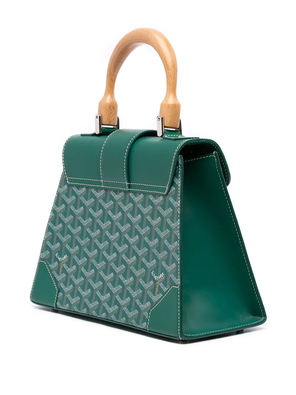 Pre-owned Goyard 2017 Ine Saigon Structured Pm Satchel In Green