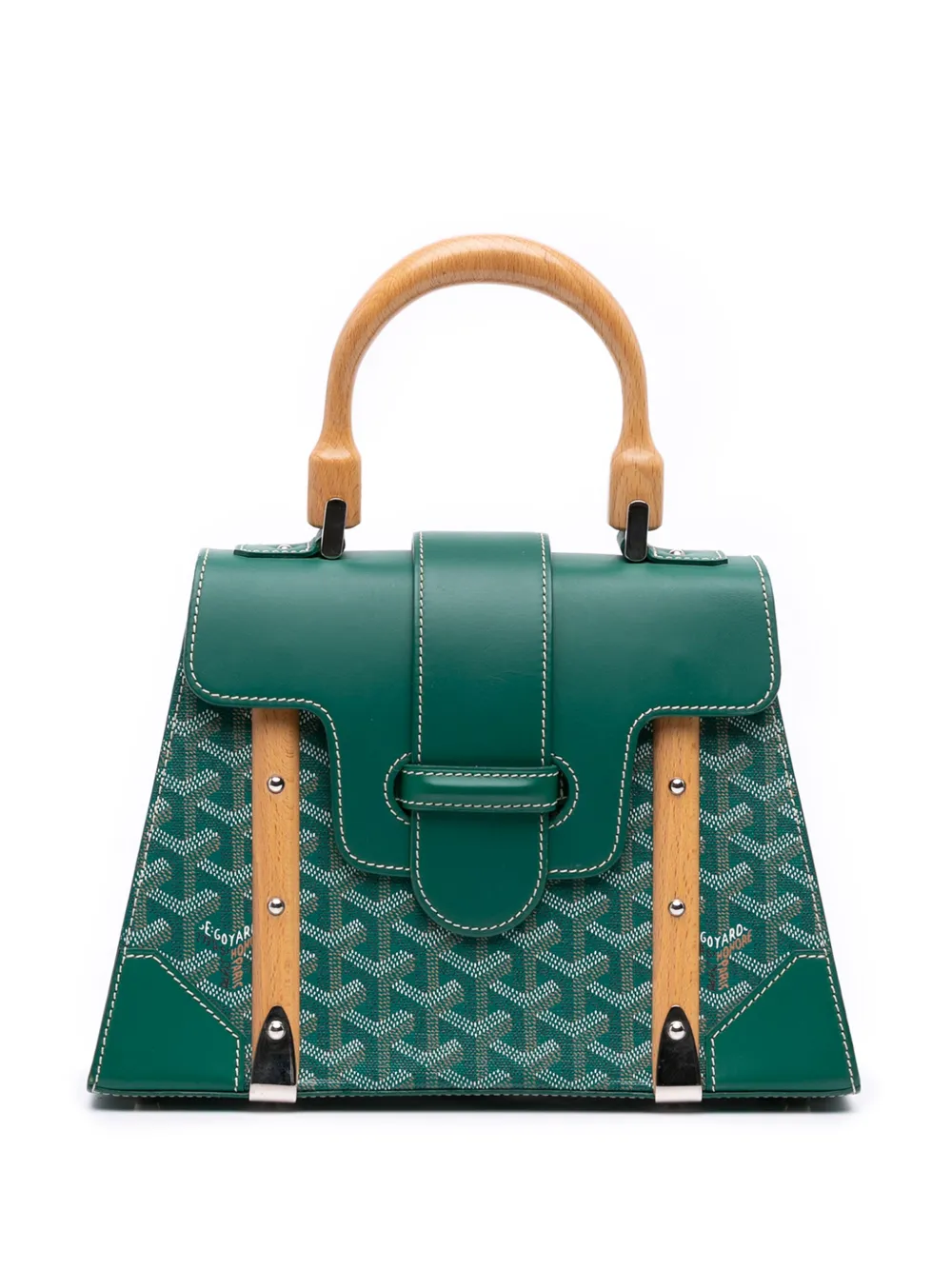 Pre-owned Goyard 2017 Ine Saigon Structured Pm Satchel In Green