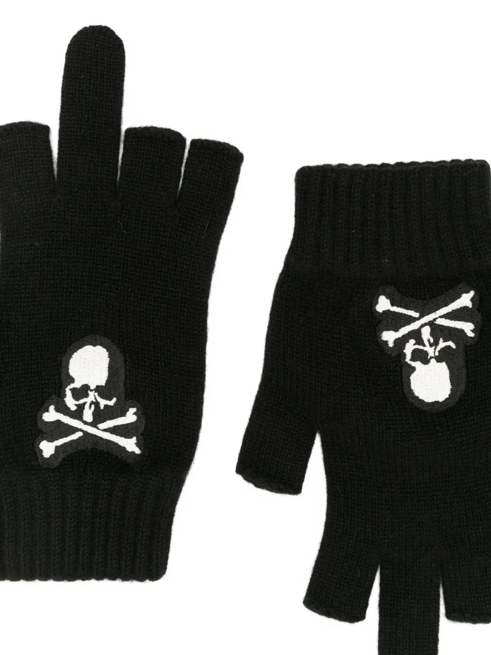 Mastermind Japan Fingerless Gloves With Ribbed Cuffs And Design In Black