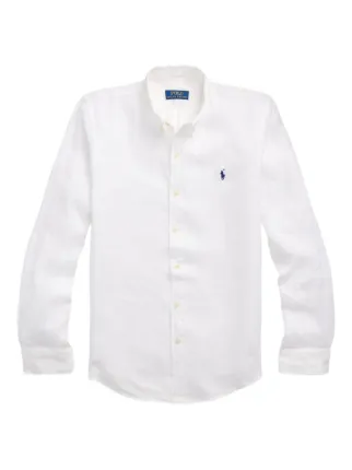 POLO RALPH LAUREN リネン 長袖シャツ ホワイト Polo Ralph Lauren long-sleeve Linen Shirt | White | FARFETCH