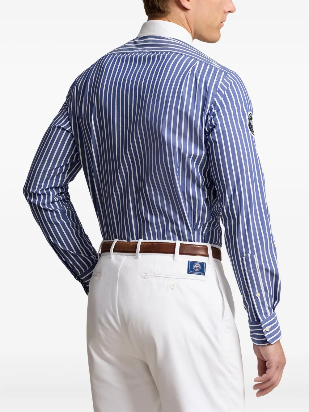 Polo Ralph Lauren Gestreept overhemd met borduurwerk Blauw