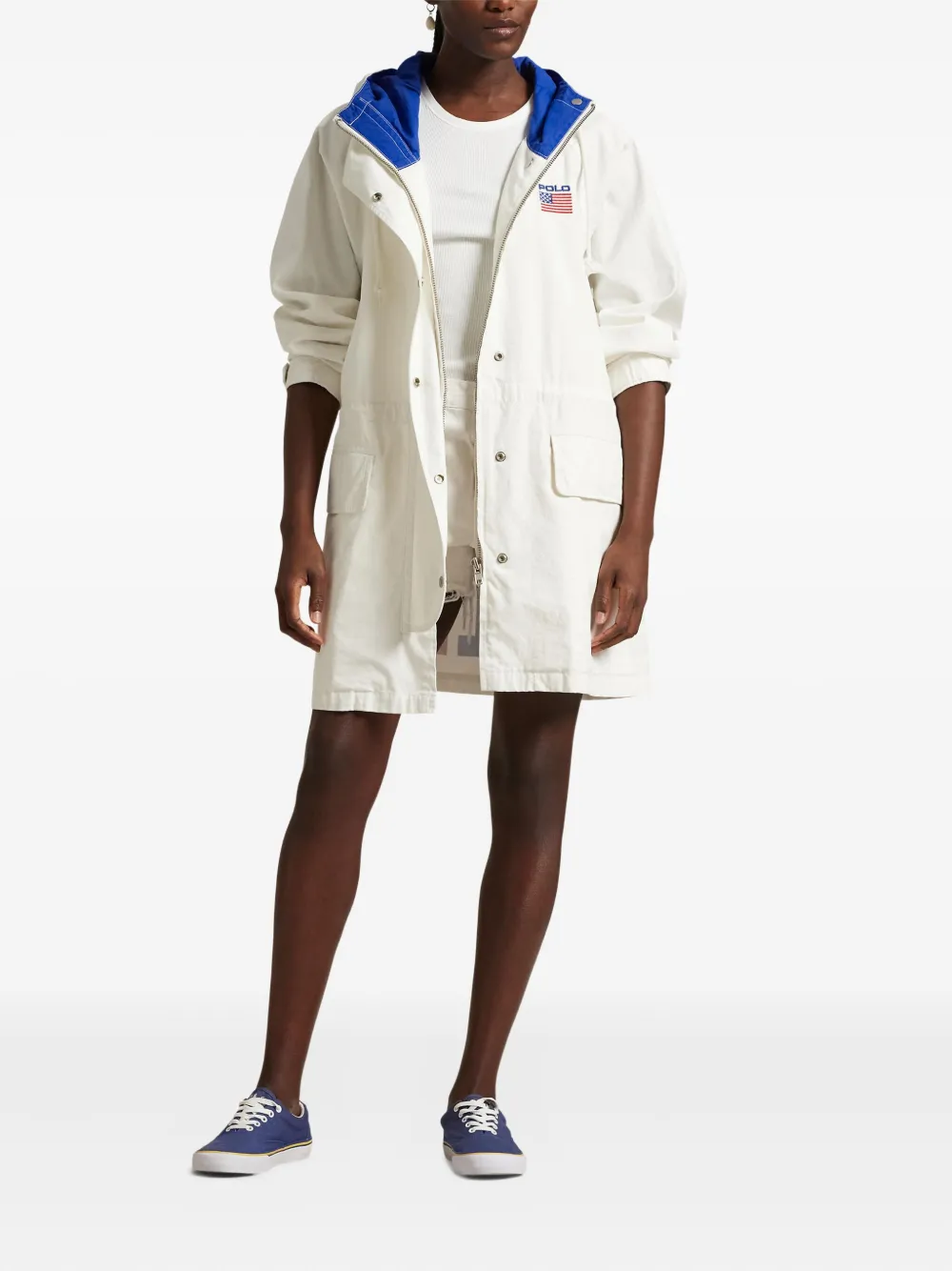 Polo Ralph Lauren flag-embroidered drawstring jacket Wit