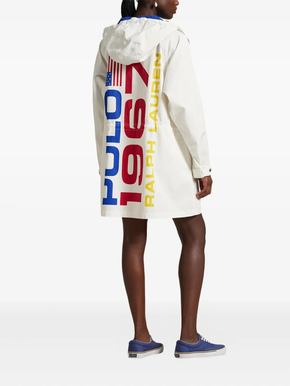 Polo Ralph Lauren flag-embroidered drawstring jacket Wit