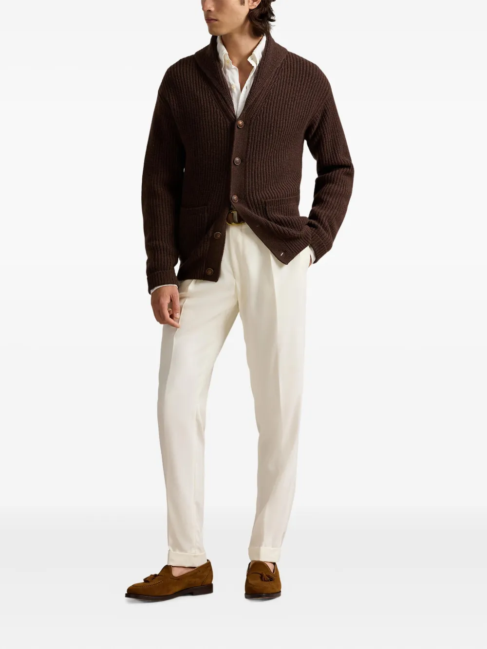 Polo Ralph Lauren shawl-collar ribbed cardigan Bruin