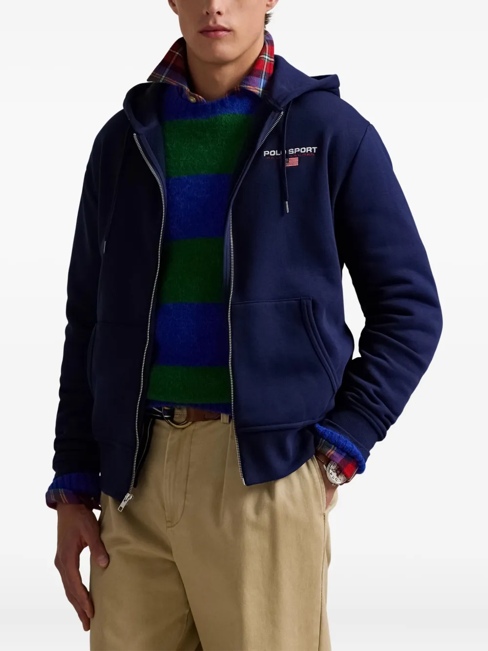 Polo Ralph Lauren logo-detail zip-up hoodie Blauw