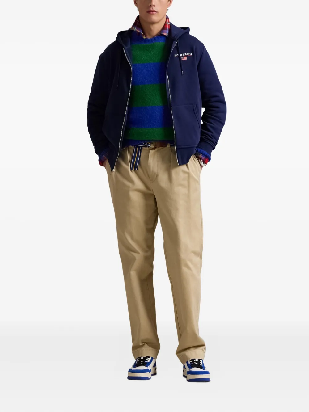 Polo Ralph Lauren logo-detail zip-up hoodie Blauw