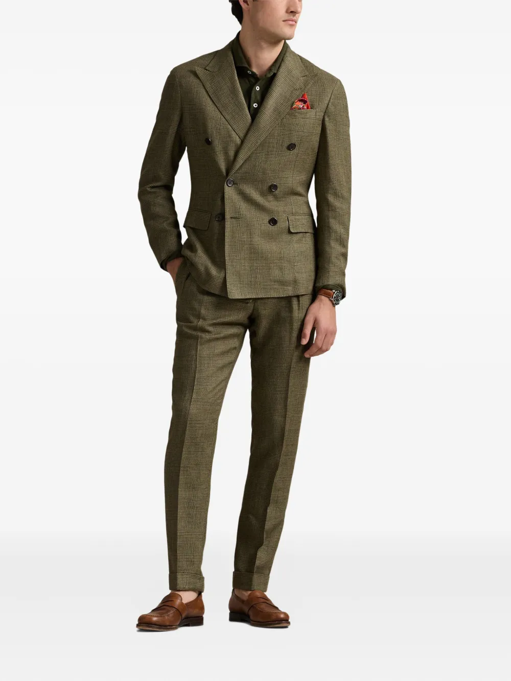 Polo Ralph Lauren glen-plaid double-breasted suit Groen
