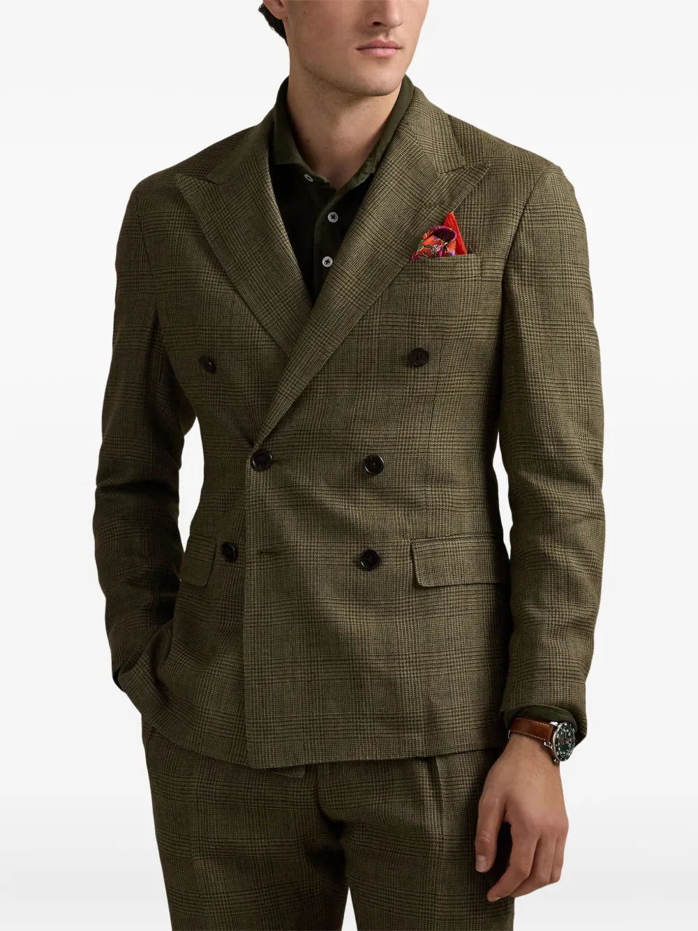 Polo Ralph Lauren glen-plaid double-breasted suit Groen
