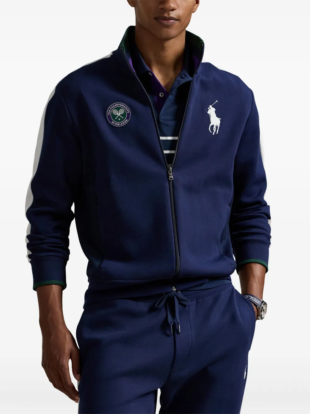 Polo Ralph Lauren x Wimbledon sweater met vlakken en rits Blauw