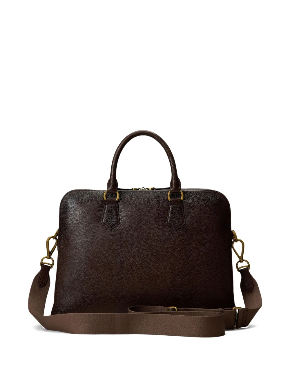 Polo Ralph Lauren pebble-leather detachable-strap briefcase - Bruin