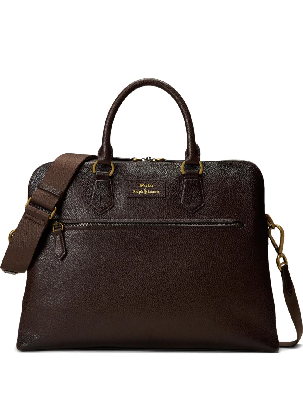 Polo Ralph Lauren pebble-leather detachable-strap briefcase Bruin