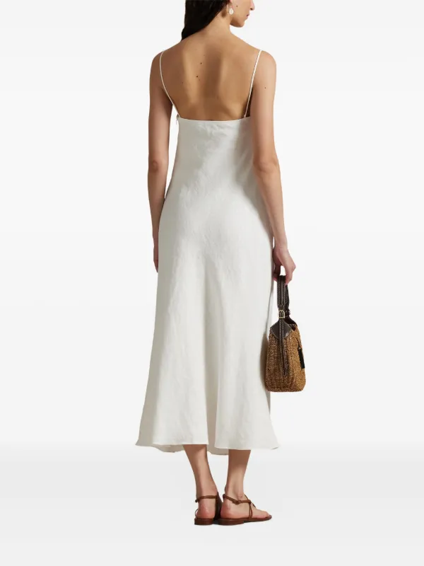 Polo Ralph Lauren Sleeveless Linen Midi Dress | White | FARFETCH