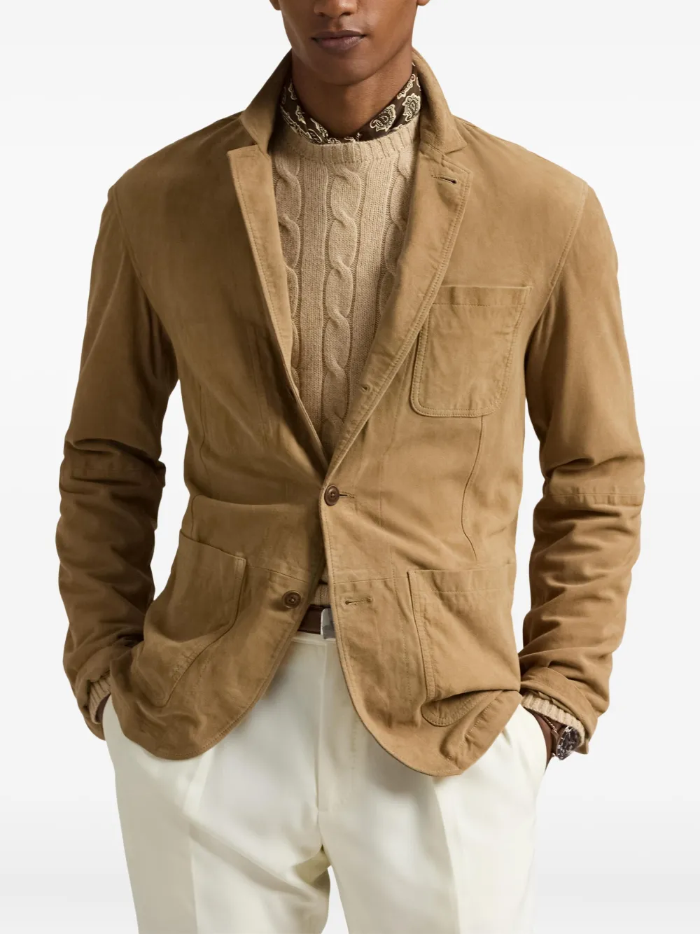 Polo Ralph Lauren single-breasted suede blazer Bruin