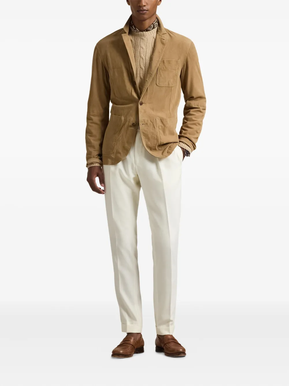 Polo Ralph Lauren single-breasted suede blazer Bruin