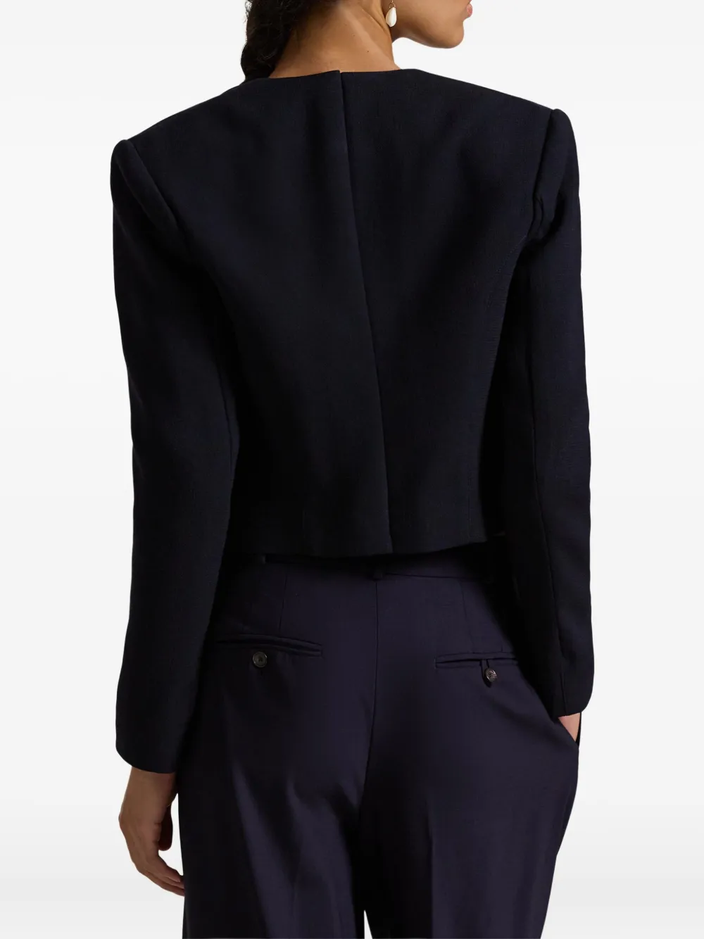 Polo Ralph Lauren double-breasted gold-button cropped jacket Zwart