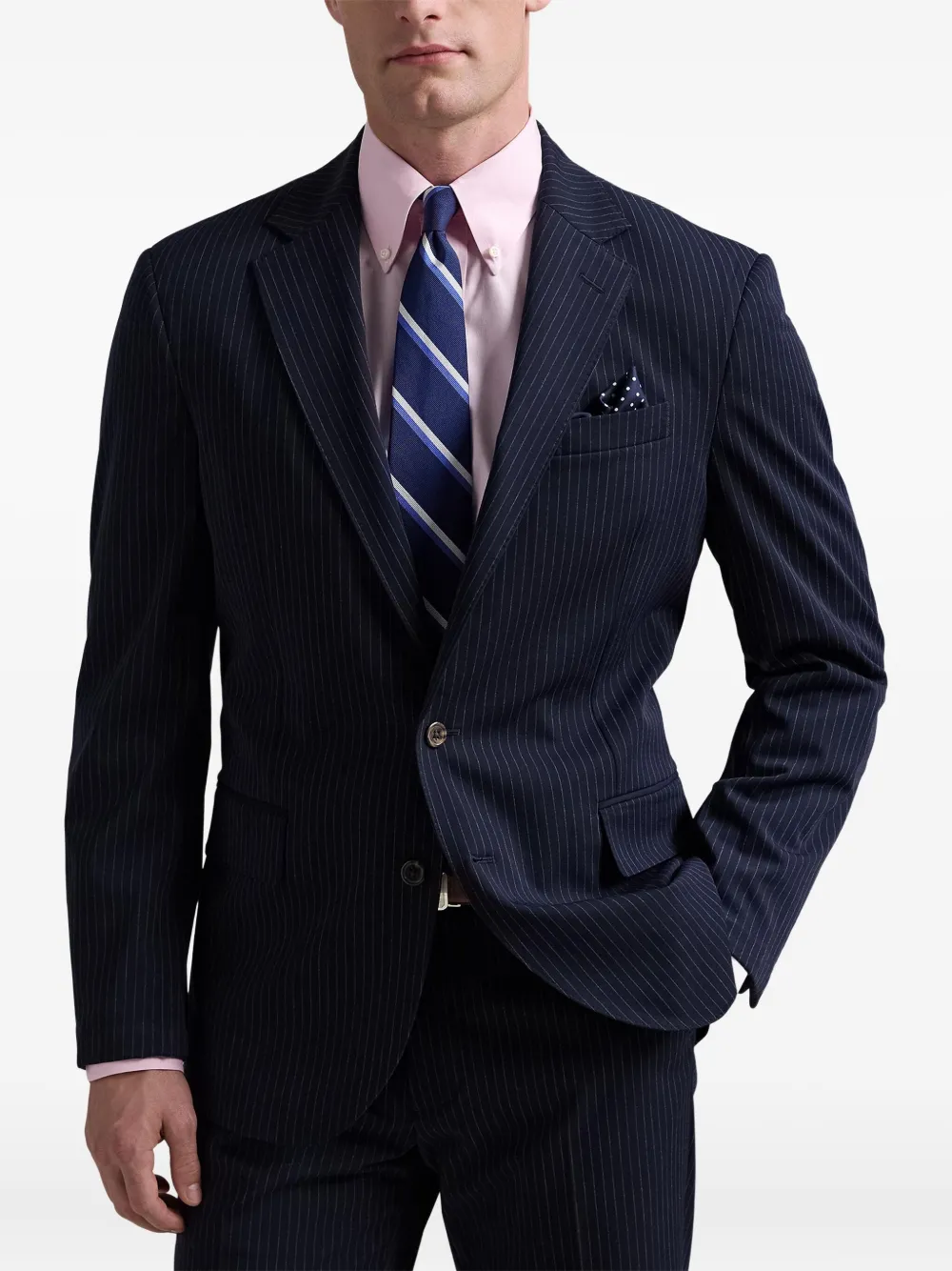 Polo Ralph Lauren stripe-pattern single-breasted blazer Blauw