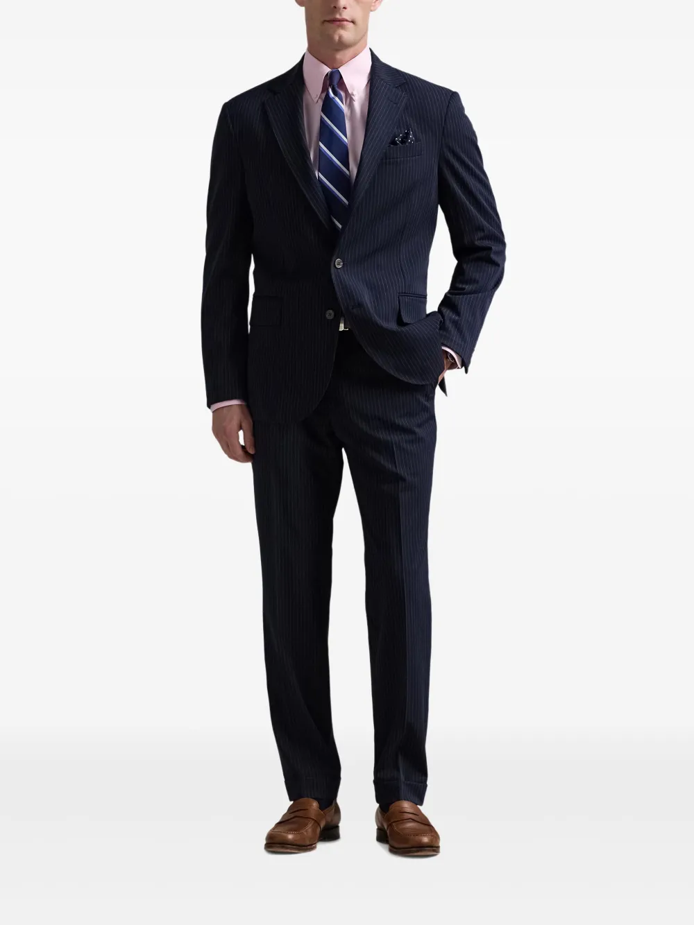 Polo Ralph Lauren stripe-pattern single-breasted blazer Blauw
