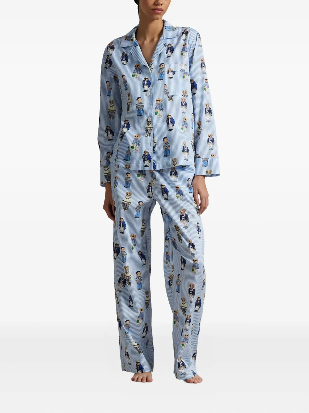 Polo Ralph Lauren Gestreepte pyjama met beerprint Blauw