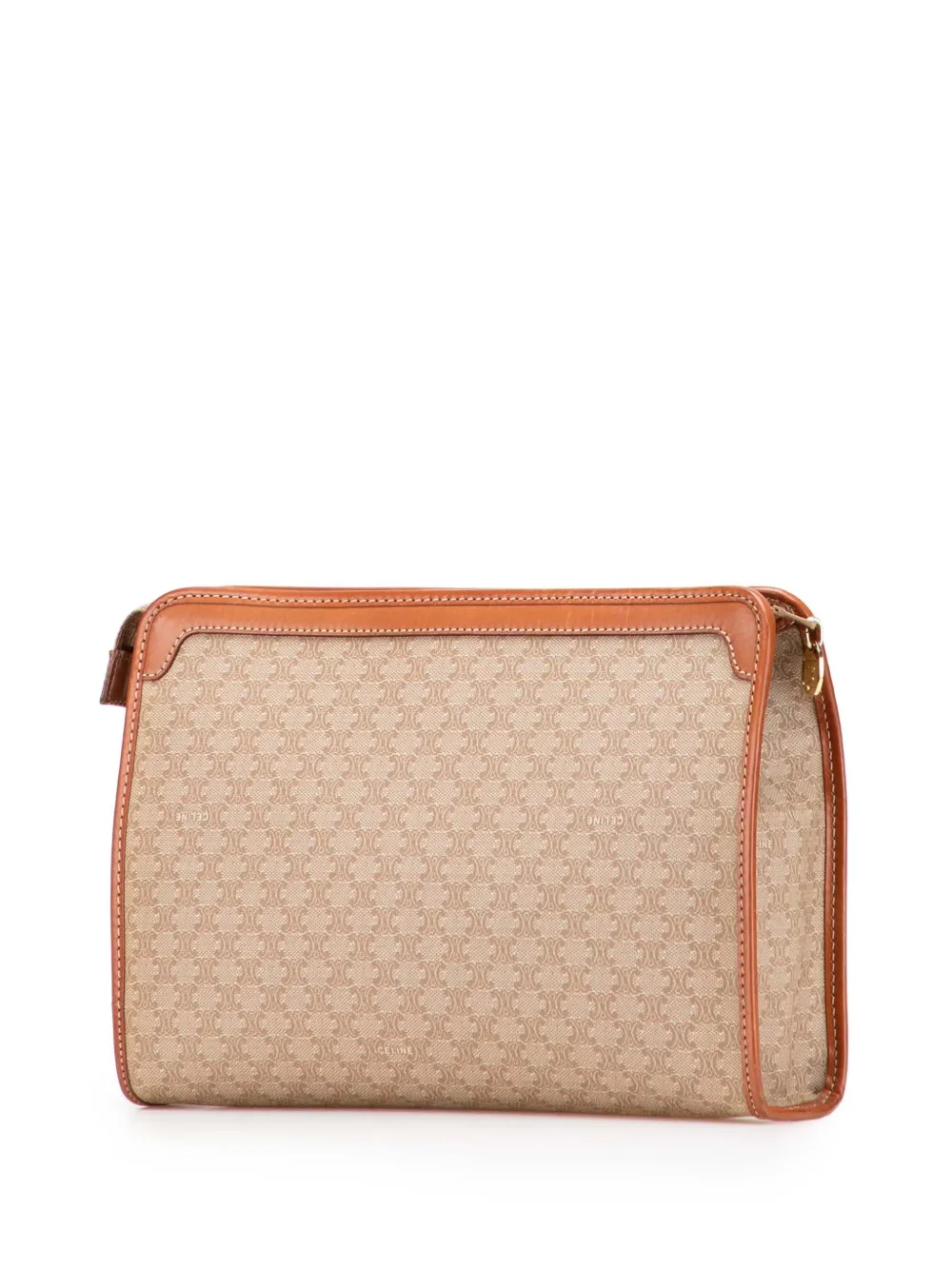 Pre-owned Celine 2007 Macadam Coated Canvas Clutch Bag In Brown