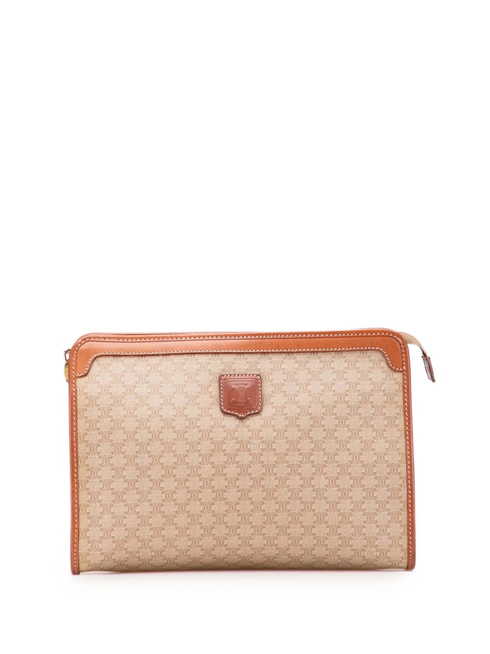 Pre-owned Celine 2007 Macadam Coated Canvas Clutch Bag In Brown