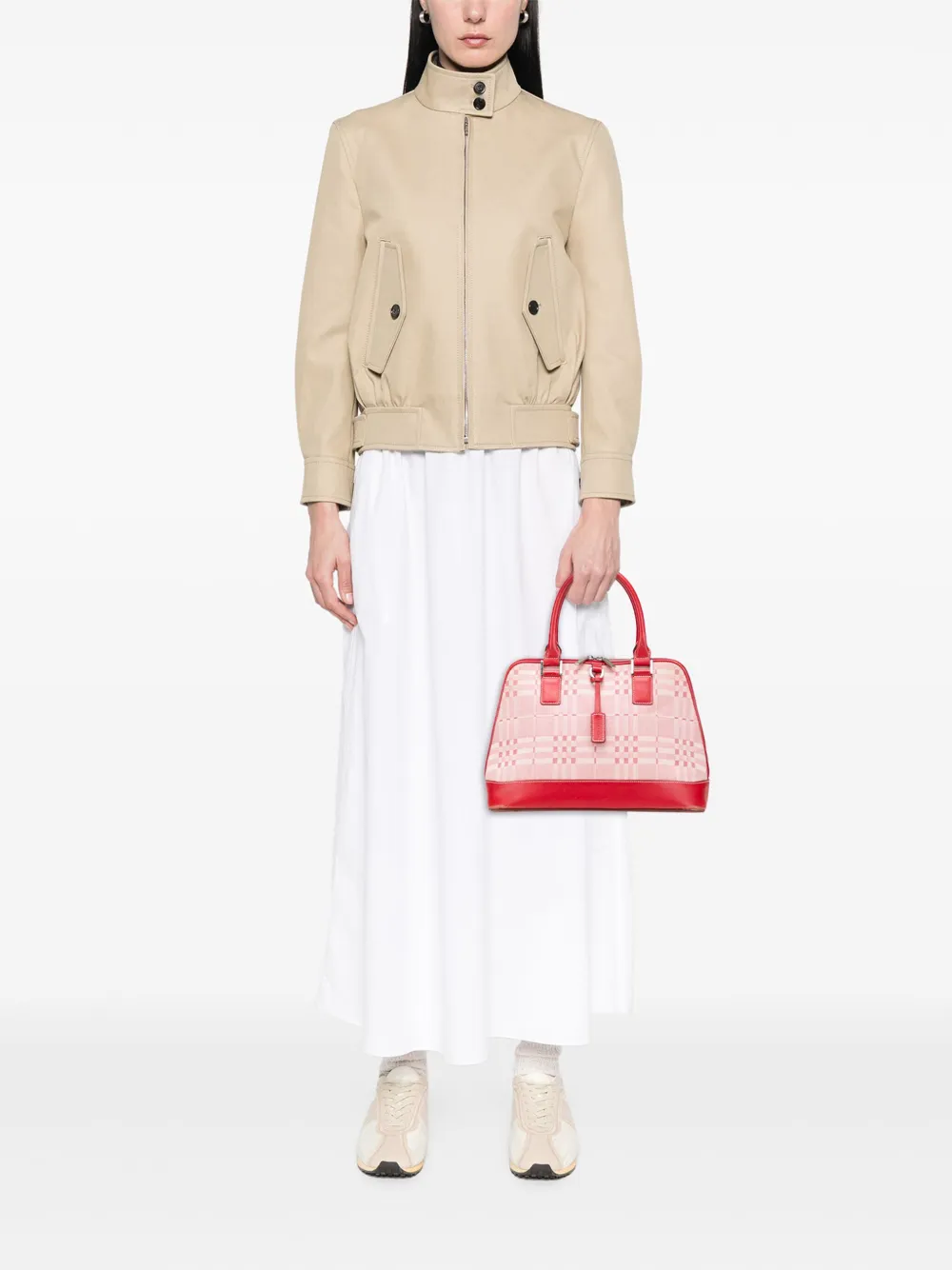 Burberry Pre-Owned 2000-2017 Leather Trimmed Tonal Check Canvas Dome handbag | Pre-Owned | Image 2