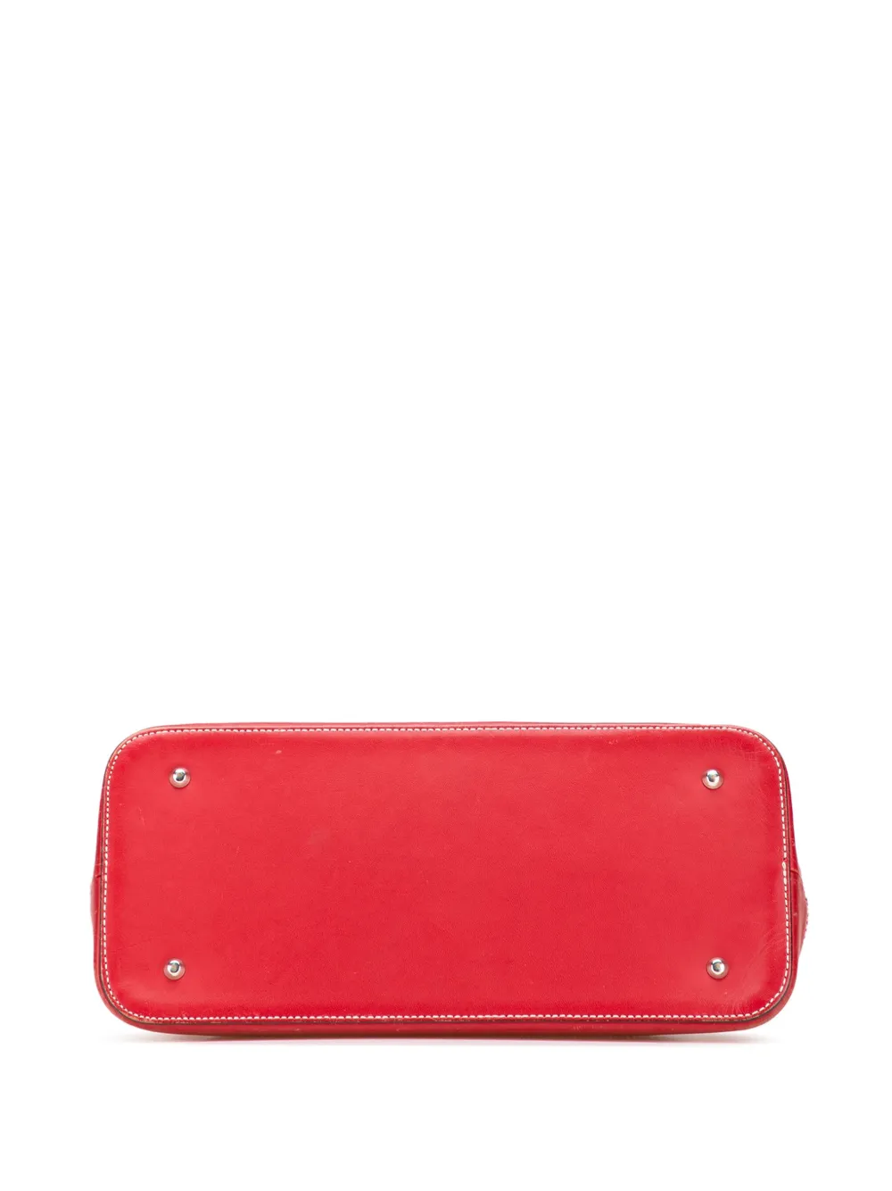 Pre-owned Burberry 2000-2017 Leather Trimmed Tonal Check Canvas Dome Handbag In Red