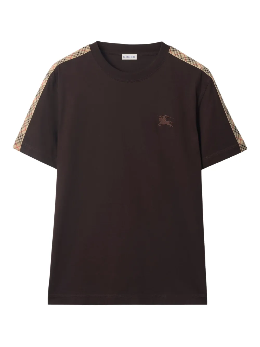 Burberry check-trimmed cotton T-shirt | Brown | Image 1