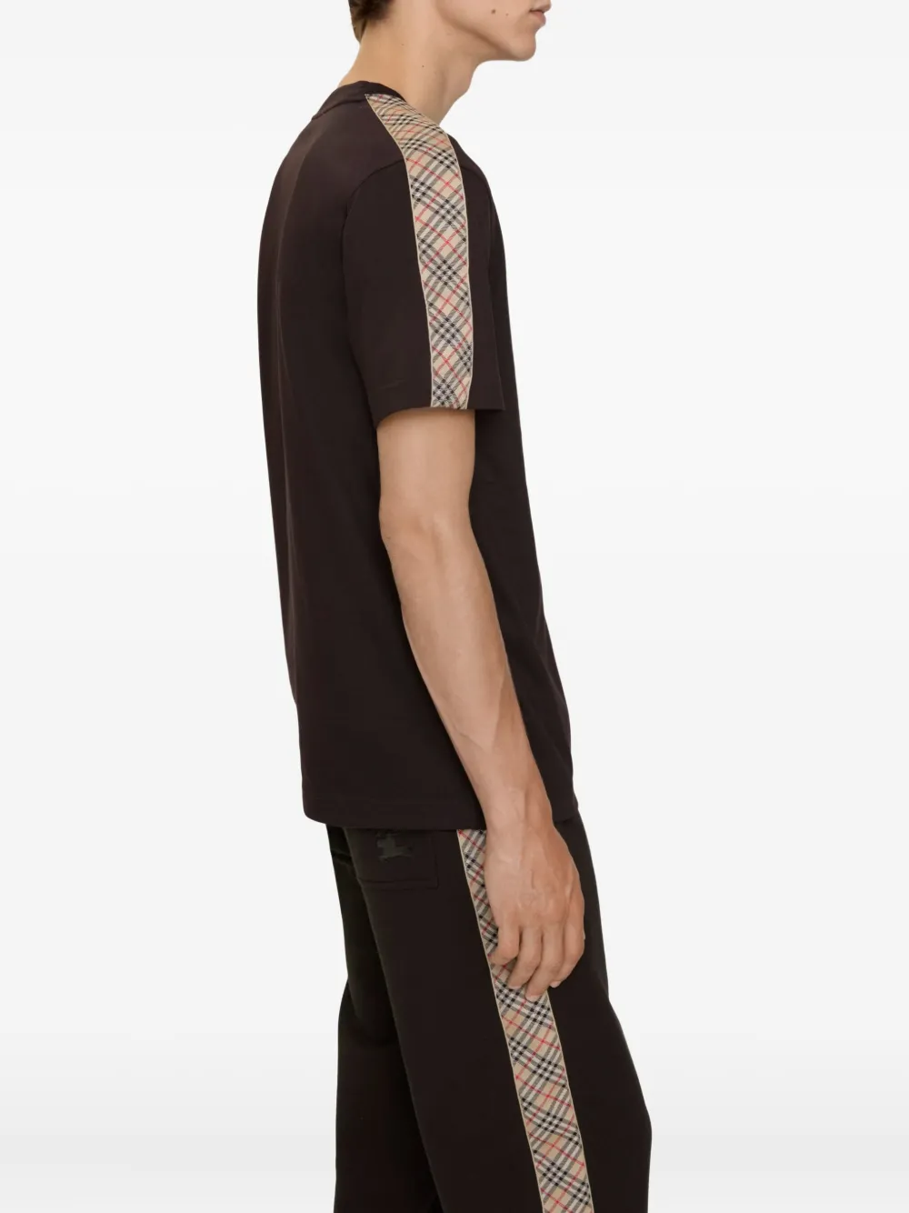 Burberry Katoenen T-shirt met geruite afwerking Bruin