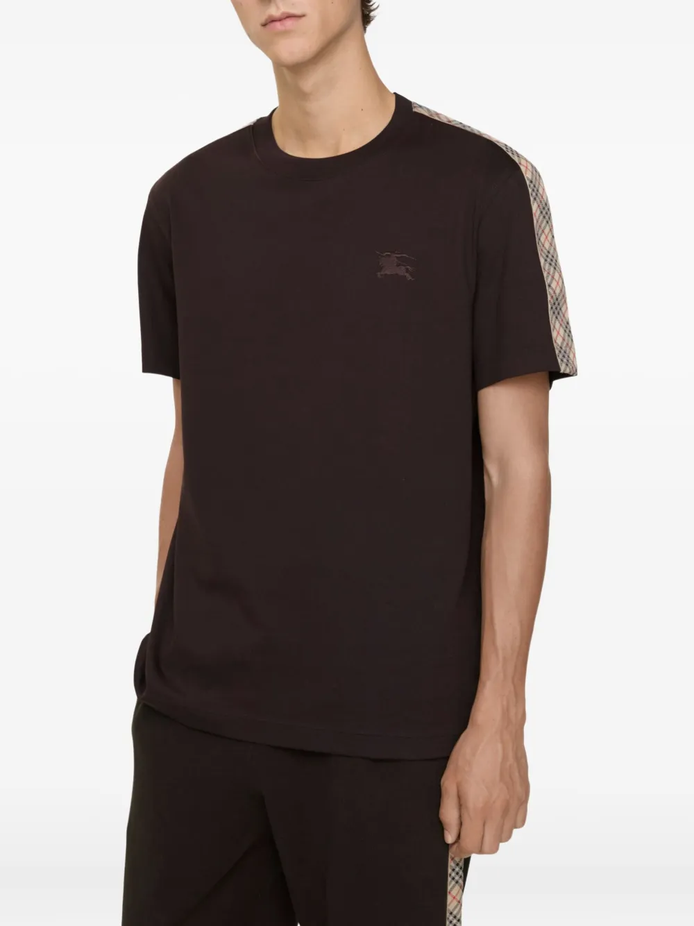 Burberry check-trimmed cotton T-shirt - Bruin